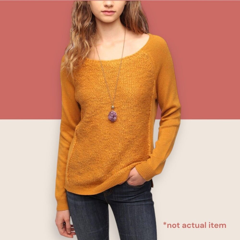 💛 SILENCE + NOISE ANTHRO MUSTARD RAGLAN PULLOVER SWEATER ANGORA BLEND MEDIUM